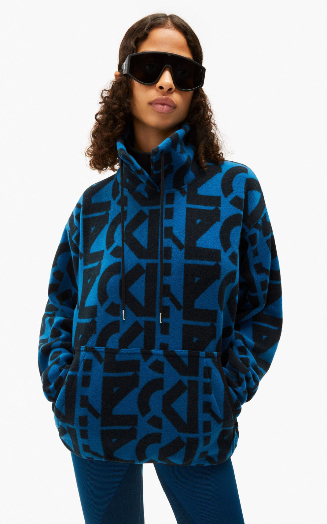 Kenzo Sport monogram fleece Sweatshirt Dark Blue For Womens 6529RWGHV